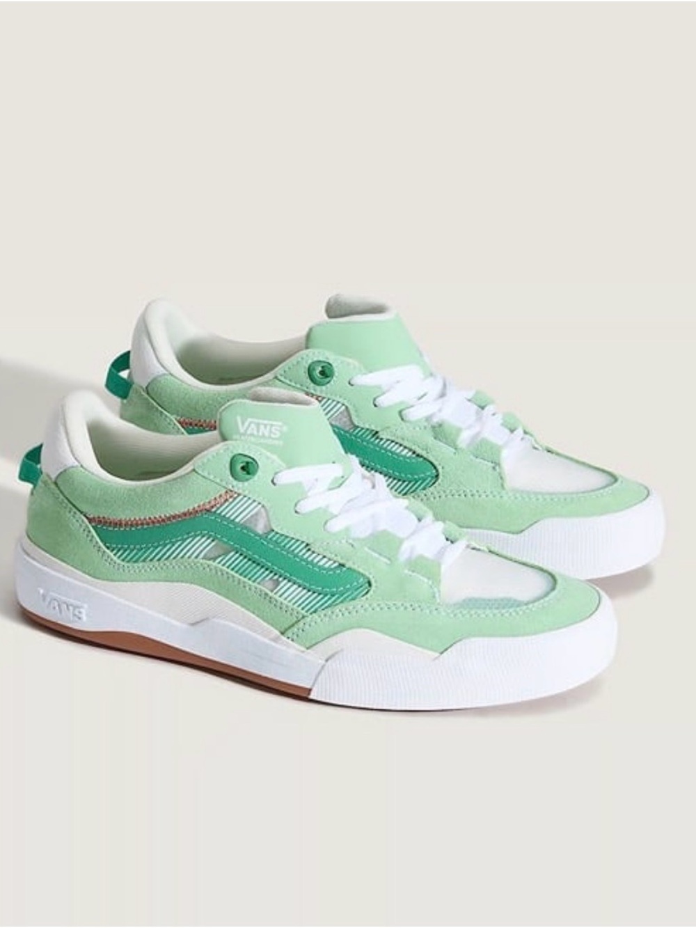 Vans Men's Mint Green and White Athletic Sneakers